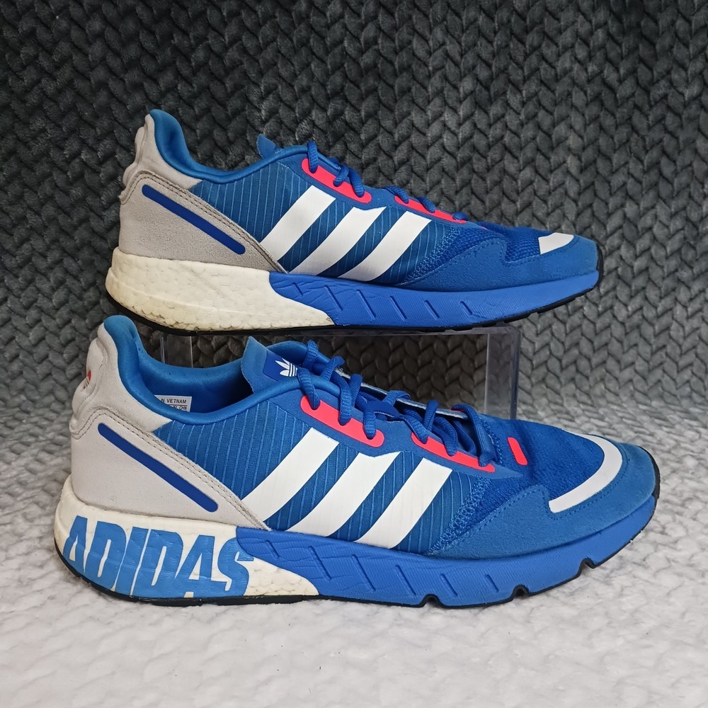 Adidas ZX 1K Boost Men's Running Sneakers Shoes Glow Blue Solar Red Size 10.5